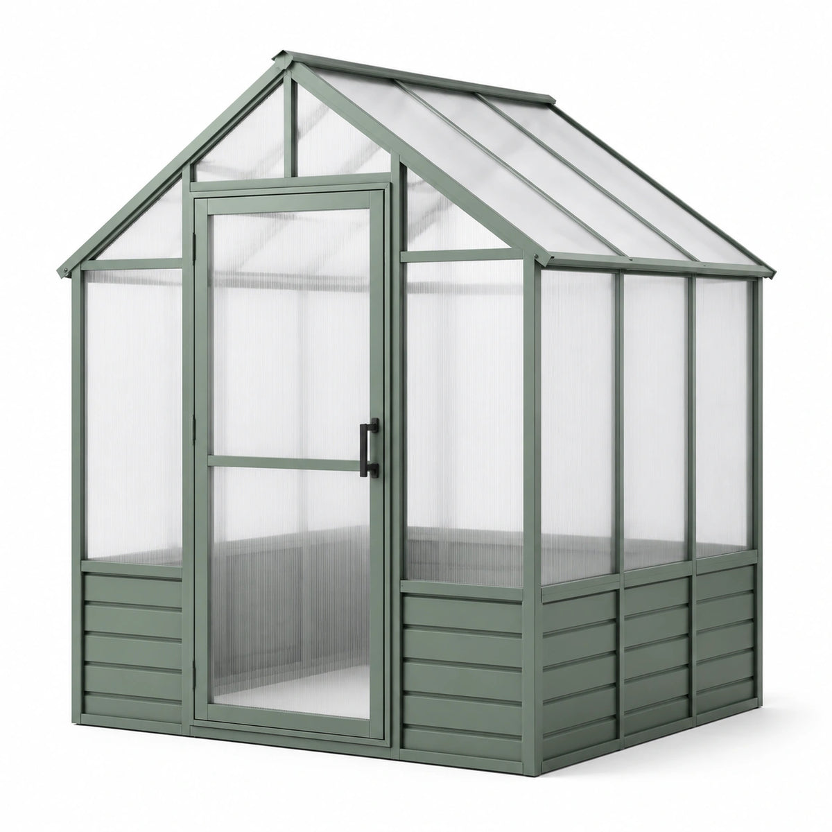 Invernadero de Aluminio con Paneles de Policarbonato Transparente Verde