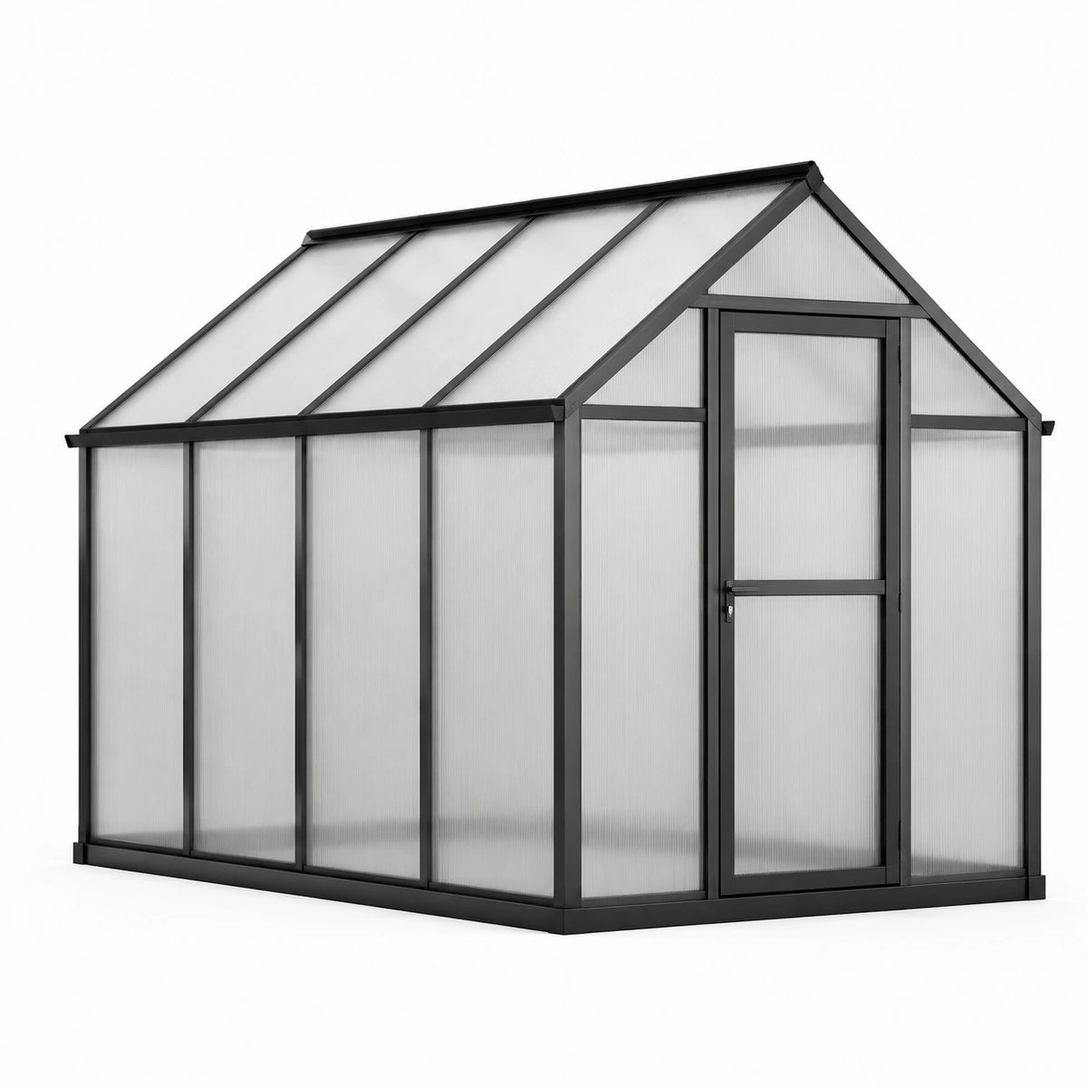 Invernadero de policarbonato con estructura de aluminio 310x190x195 cm negro