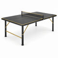 Mesa de ping-pong MDF con estructura de aluminio negro y dorado