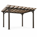 Pérgola de Aluminio y Madera Marrón para Exteriores