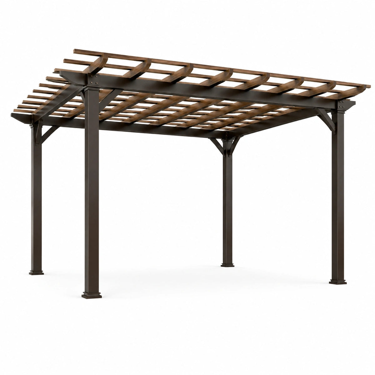 Pérgola de Aluminio y Madera Marrón para Exteriores