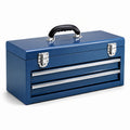 Caja de herramientas de acero azul con 2 cajones