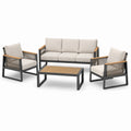 Conjunto de Jardín de Aluminio y Madera con Cojines Beige