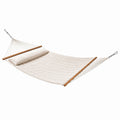 Hamaca de Algodón Beige con Barra de Madera y Cojín 200x140 cm
