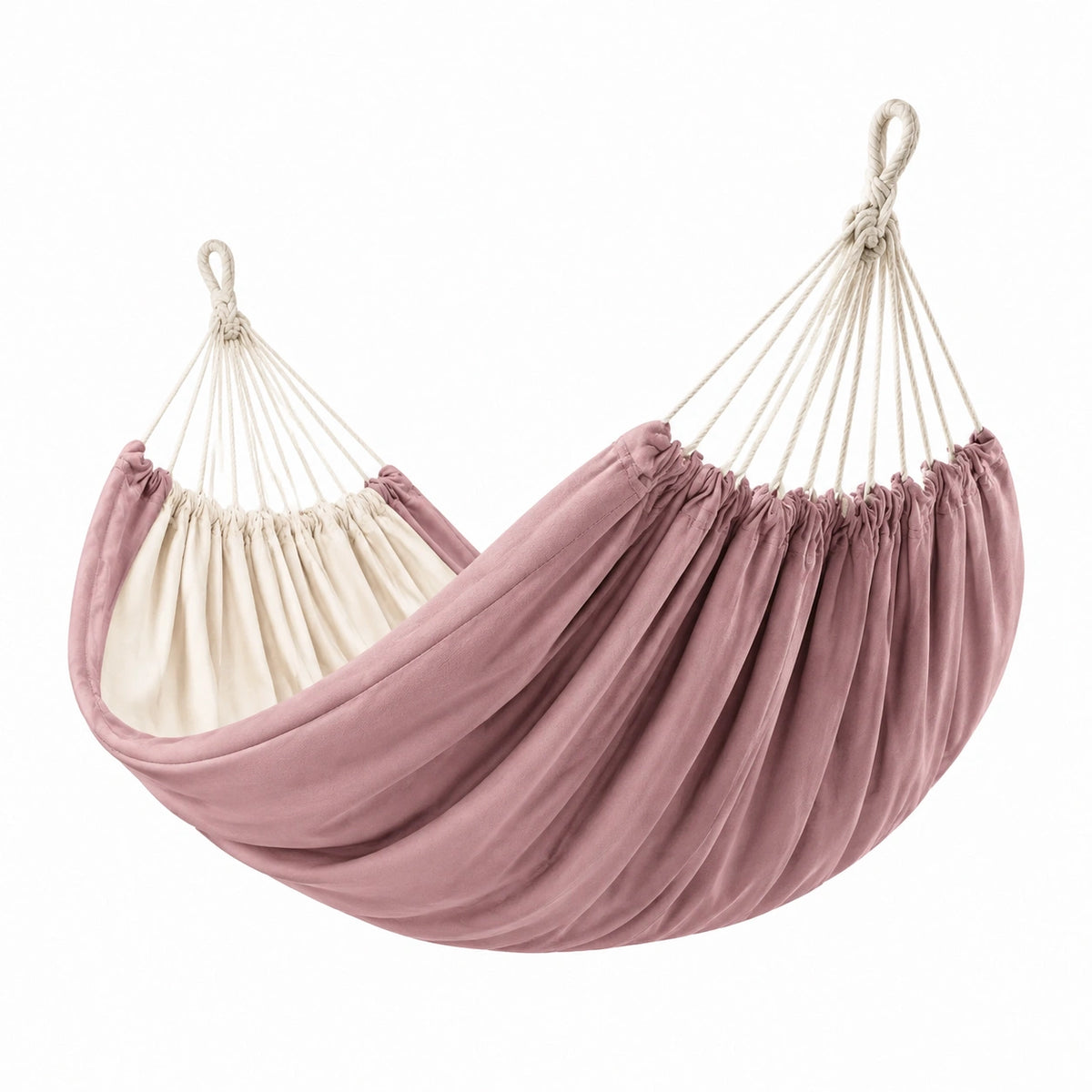 Hamaca de Algodón Rosa y Beige 200 cm x 150 cm