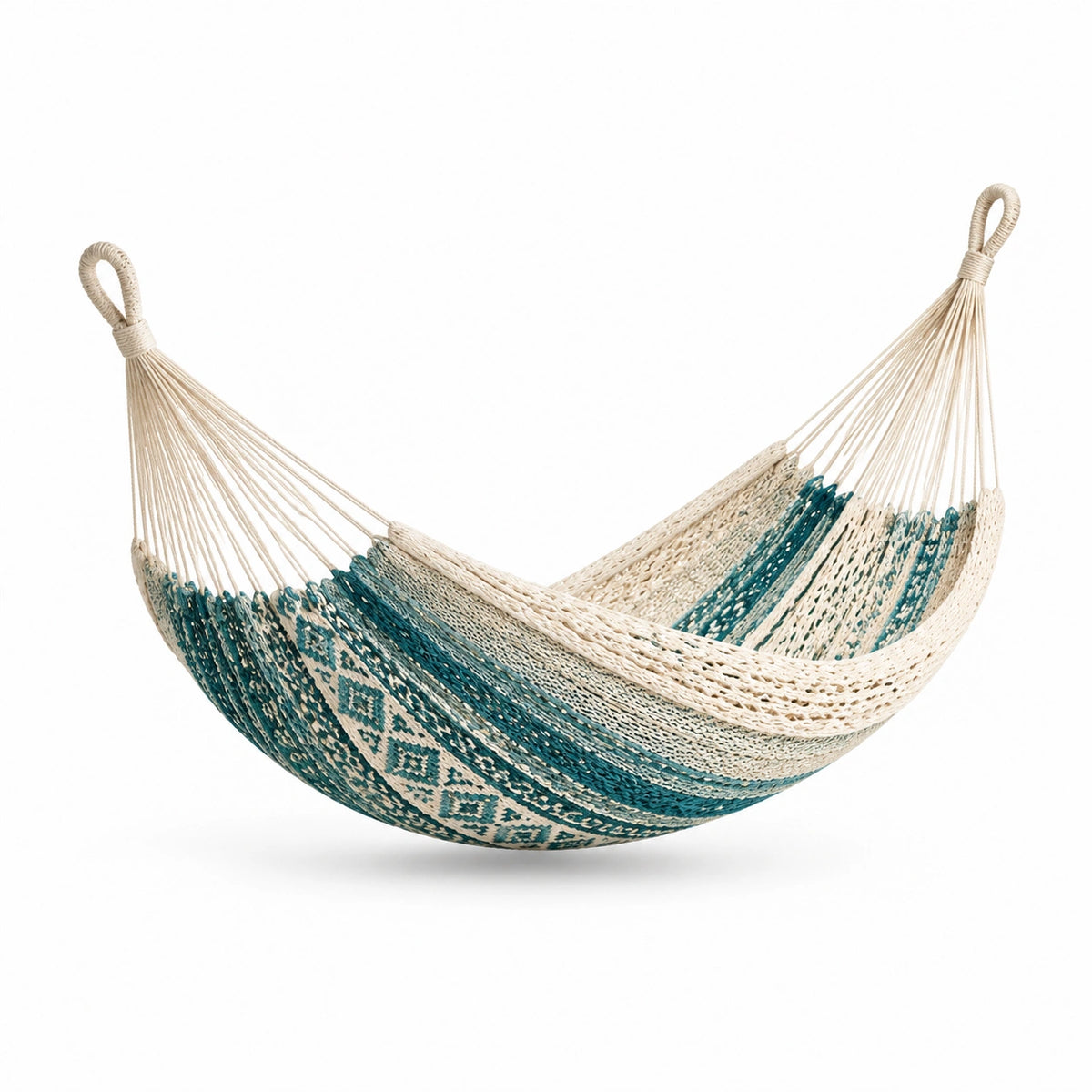 Hamaca de Algodón Tejido a Mano 200 cm Verde y Beige