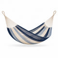 Hamaca colgante de algodón rayada azul y beige 200x150 cm